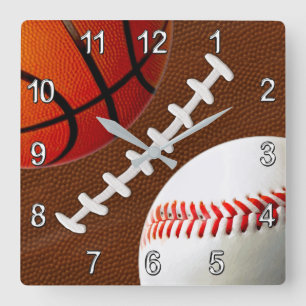 Football, Basketball Baseball Sports Wall Clock