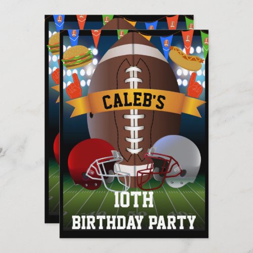 Football  bbq Barbeque Birthday Party Invitation