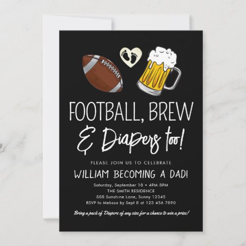 Football  Beer Baby Shower Invitation Chalkboard