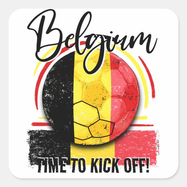 Football Belgium Flag, Belgian Square Sticker (Front)
