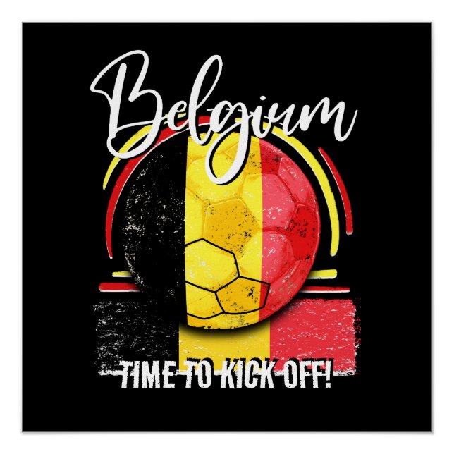 Football Belgium Flag, Retro Belgian Soccer Poster (Front)