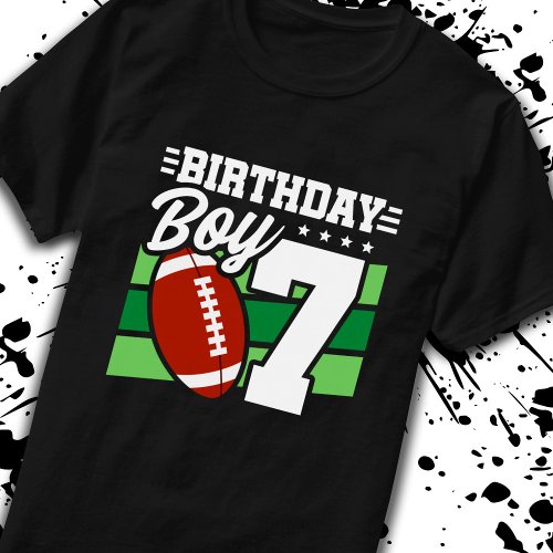 Football Birthday 7 Year Old Boy 7th Birthday T_Shirt