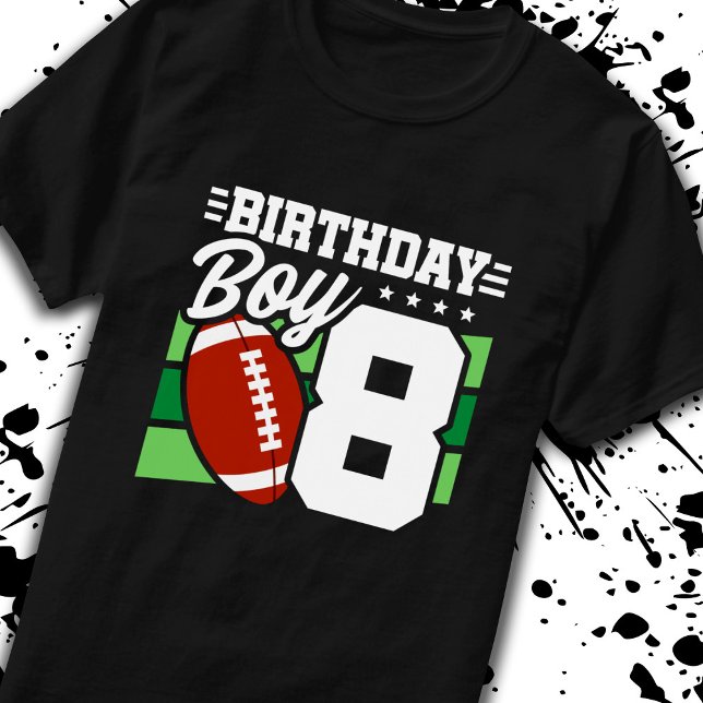 Football Birthday 8 Year Old Boy 8th Birthday T-Shirt (Creator Uploaded)