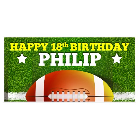 Football Birthday Banner Party Decor Any Age (Front)
