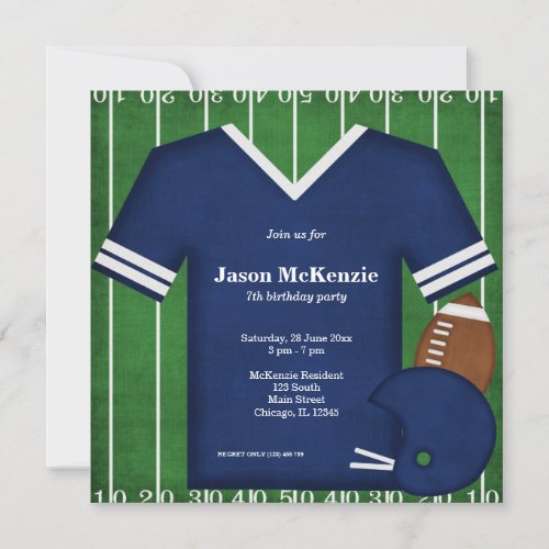 Football Birthday (Blue) Announcements
