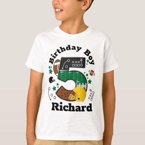 Football Birthday Boy Fifth T_Shirt