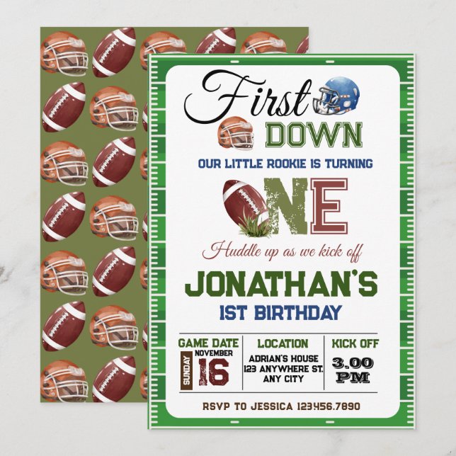 Football Birthday boy  Invitation (Front/Back)