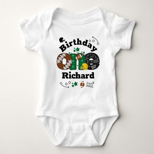 Football Birthday Boy Sports one Birthday Baby Bodysuit