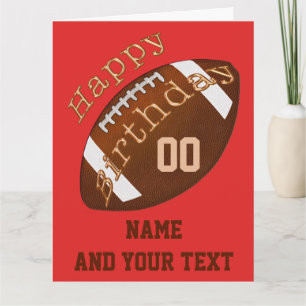 Football Birthday Card with NAME, NUMBER, MESSAGE