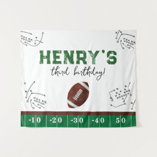 Football Birthday Fabric Backdrop