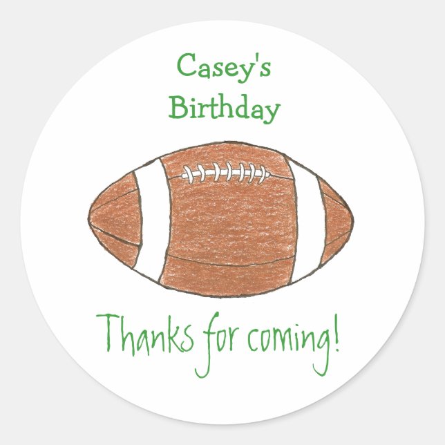 Football birthday favor label (Front)