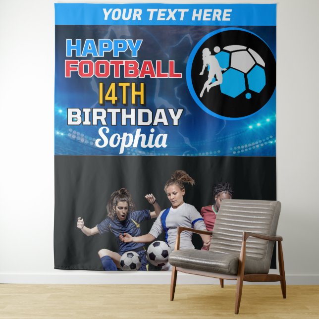 Football Birthday, Football Girl Player Backdrop (In Situ)