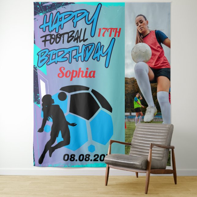 Football Birthday, Football Girl Player Backdrop (In Situ)