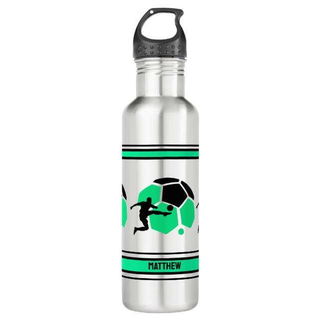 Football Birthday Gift, Football Player Stainless Steel Water Bottle (Front)
