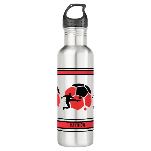Football Birthday Gift, Football Player Team Stainless Steel Water Bottle (Front)