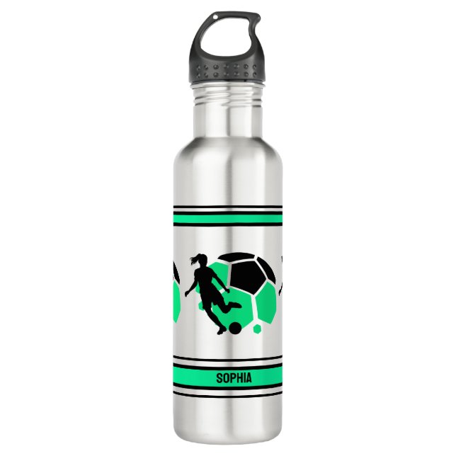 Football Birthday Gift, Football Women Girl Player Stainless Steel Water Bottle (Front)