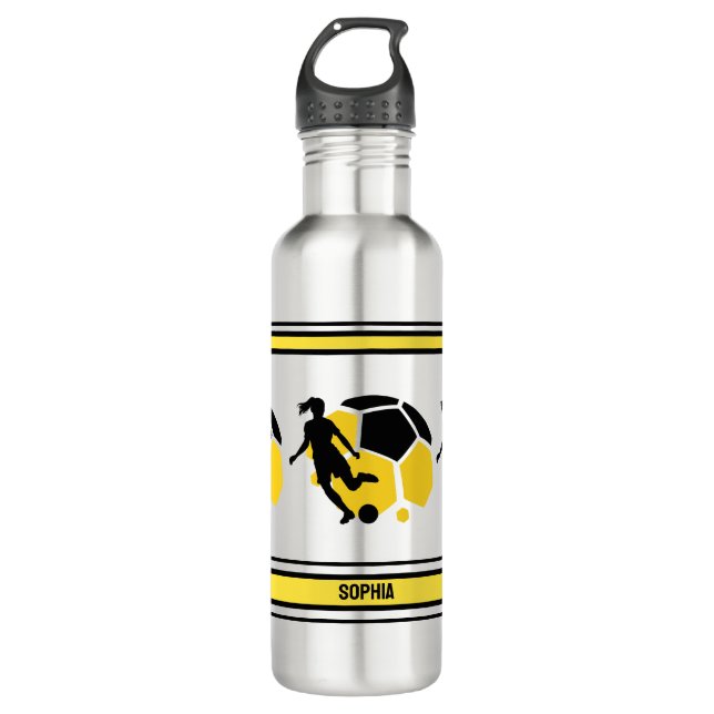 Football Birthday Gift, Football Women Girl Player Stainless Steel Water Bottle (Front)
