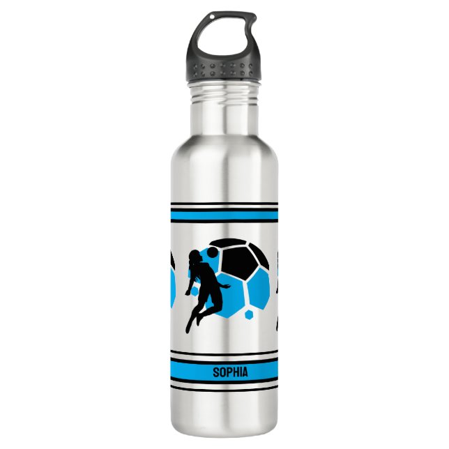 Football Birthday Gift, Football Women Girl Player Stainless Steel Water Bottle (Front)