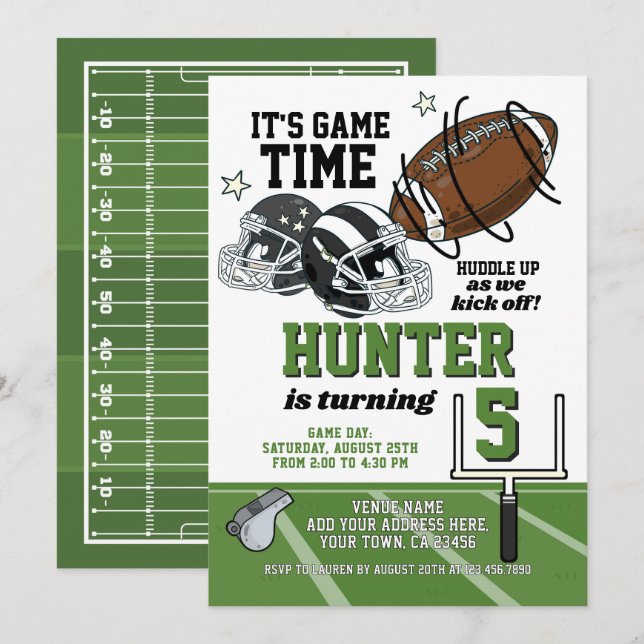 Football Birthday Invitation (Front/Back)