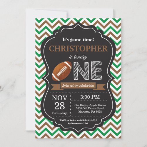 Football Birthday Invitation 1st Birthday Party