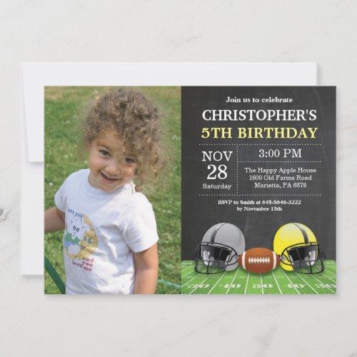 Football Birthday Invitation Birthday Party Yellow