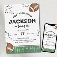 Football Birthday Invitation, First Year Down,Foot