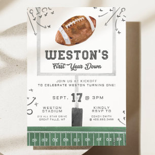 Football Birthday Invitation, First Year Down Game Invitation