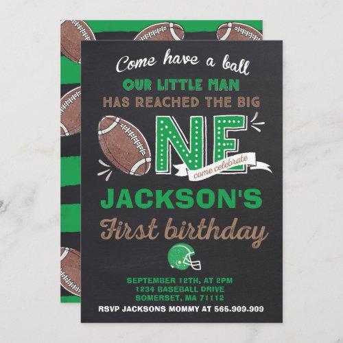 Football Birthday Invitation Football 1st Birthday