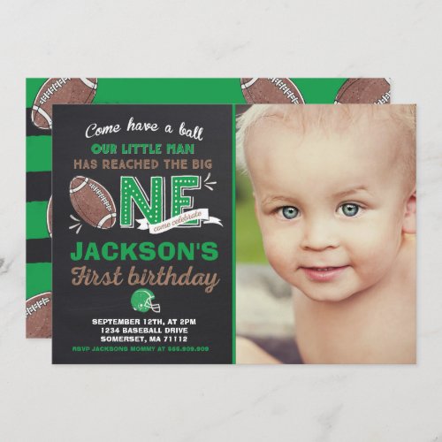 Football Birthday Invitation Football 1st Birthday