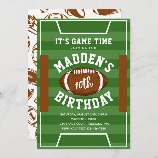 Football Birthday Invitation | Football Invitation (Front/Back)