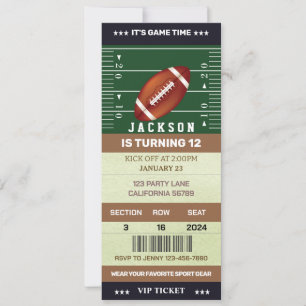Football Birthday Invitation Football Ticket party