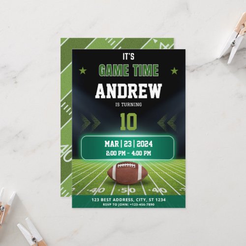 Football Birthday Invitation  Sport Party Invite