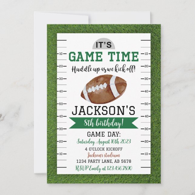 Football Birthday Invitation White (Front)