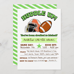Football Birthday Invitations For Boys Huddle up !