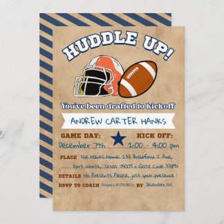 Football Birthday Invitations For Boys Huddle up !