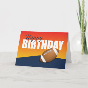 Football Birthday on Blue and Orange Athlete Card
