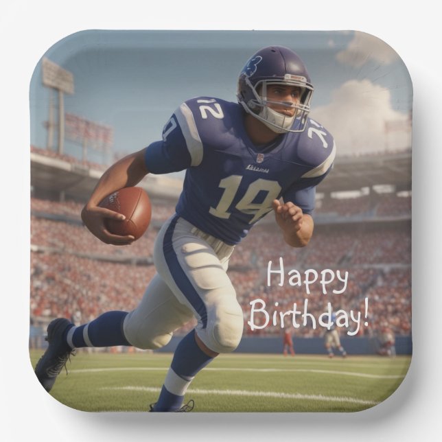 Football Birthday Paper Plates (Front)