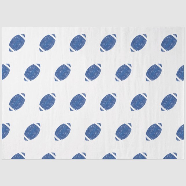 Football Birthday Party Blue White  Tissue Paper (Front)