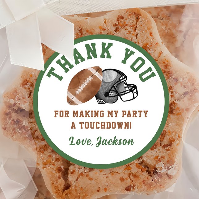 Football Birthday Party Classic Round Sticker (Creator Uploaded)