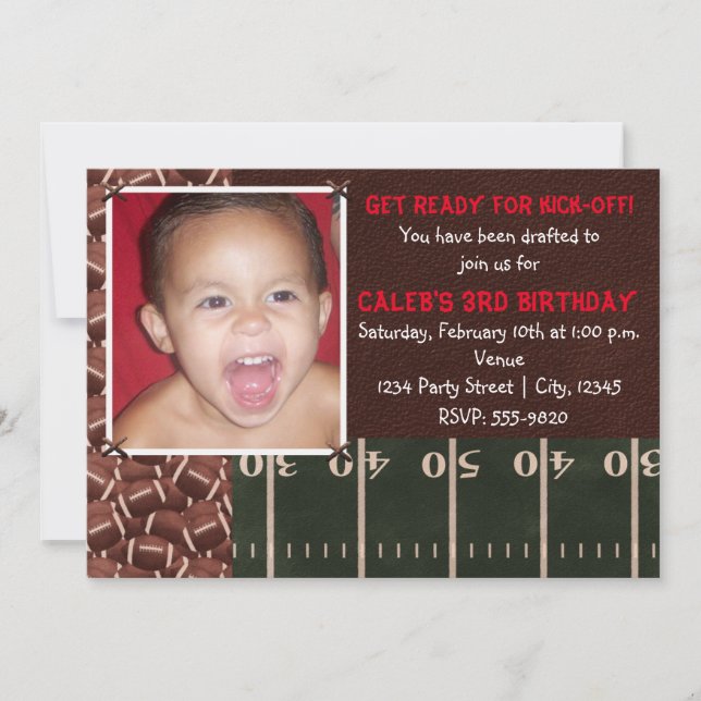Football Birthday Party Event Photo Invitation (Front)
