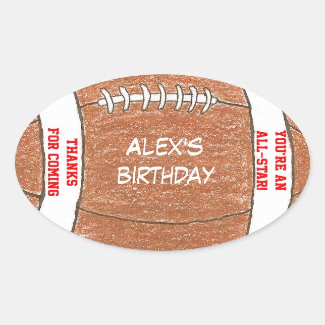 Football birthday party favor label (Front)