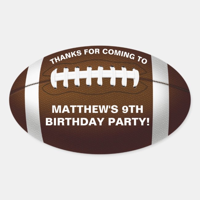 Football Birthday Party Favor Sticker