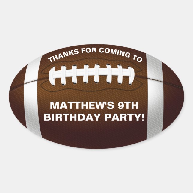 Football Birthday Party Favor Sticker (Front)