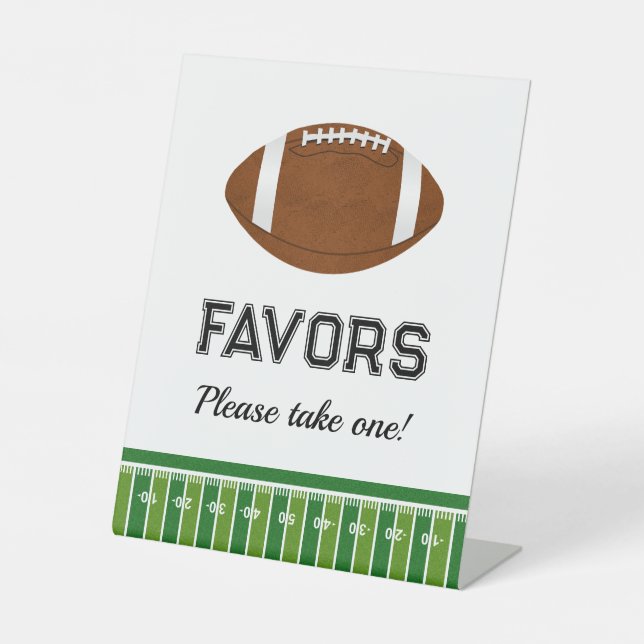 Football Birthday Party | Favors Please Take One Pedestal Sign (Front)