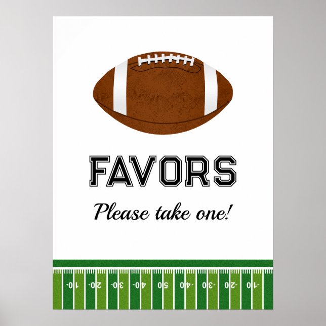 Football Birthday Party | Favors Please Take One Poster (Front)