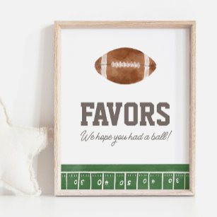 Football Birthday Party Favors Sign