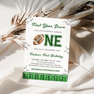 Football Birthday Party First Year Down Invitation