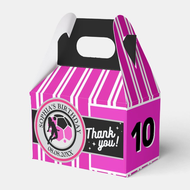 Football Birthday Party, Football Girl Player  Favor Boxes (Front Side)