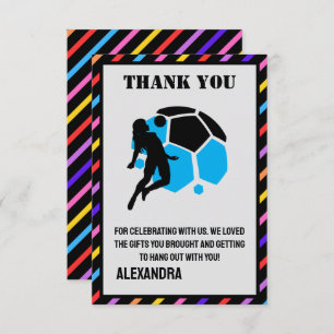 Football Birthday Party, Football Girl Player Thank You Card