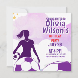 Football Birthday Party, Football Player Girl Invitation